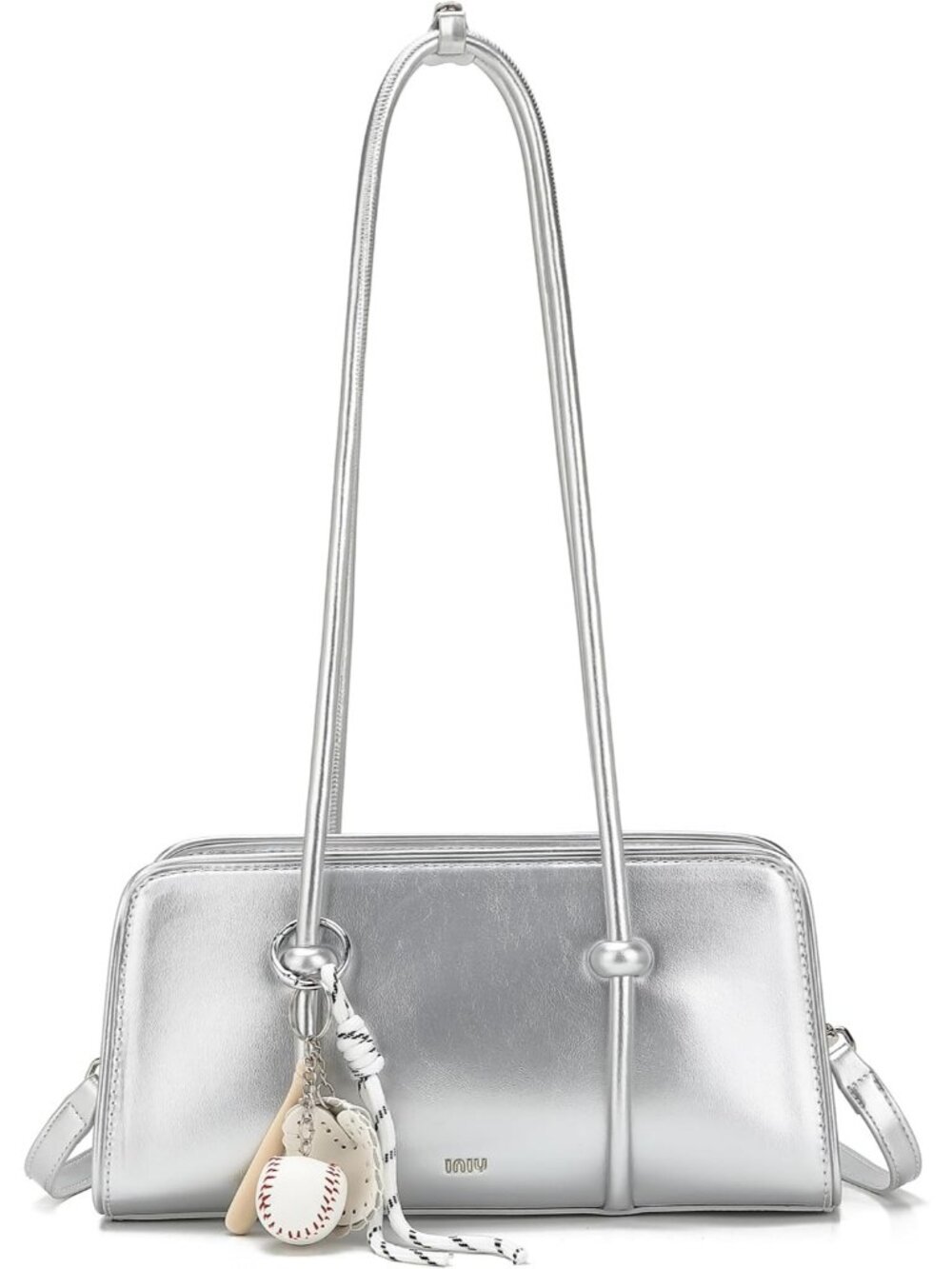 Women's Silver Multi Pocket Spacious Handle Purse Crossbody Shoulder Bag
